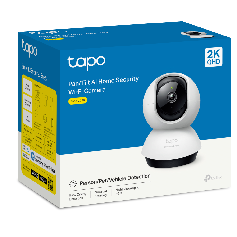 TP-Link Tapo C220 2K 4MP QHD Pan/Tilt AI Smart Home Security Wi-Fi Camera