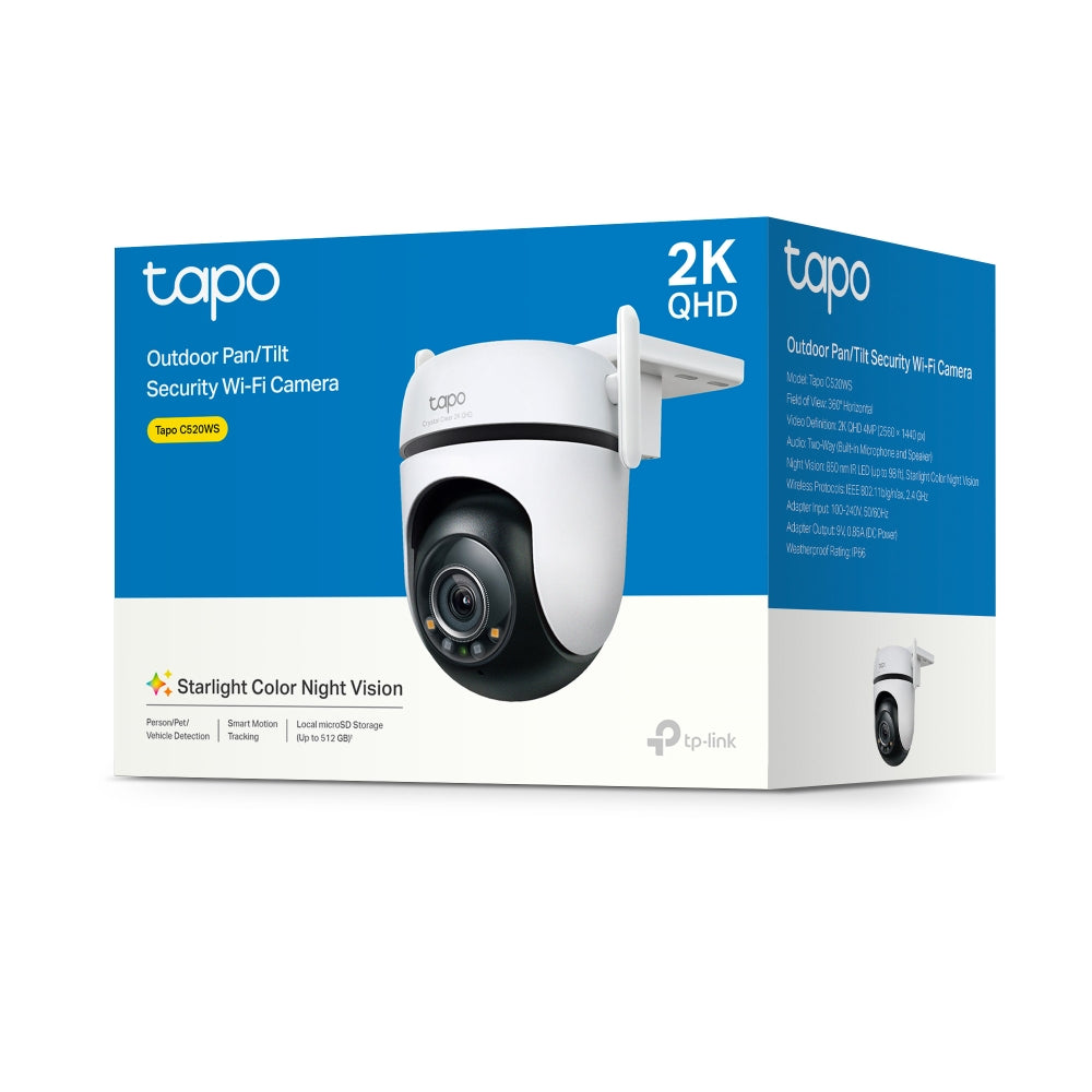 TP-Link Tapo C520WS – Câmara de Segurança Wi-Fi 2K QHD Pan/Tilt para Exterior