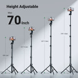 UGREEN 1.7 Meter Floor Tripod And Selfie Stick with Bluetooth Remote – LP680 – 15609
