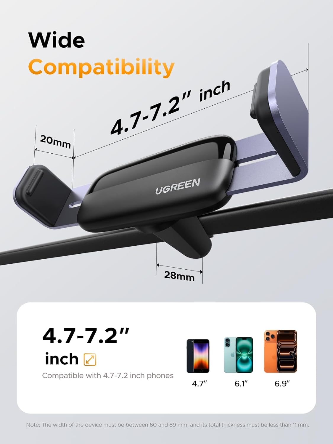 UGREEN 10422 Car Vent Phone Mount, Mini Air Vent Clip Phone Holder with 360° Rotation 10422