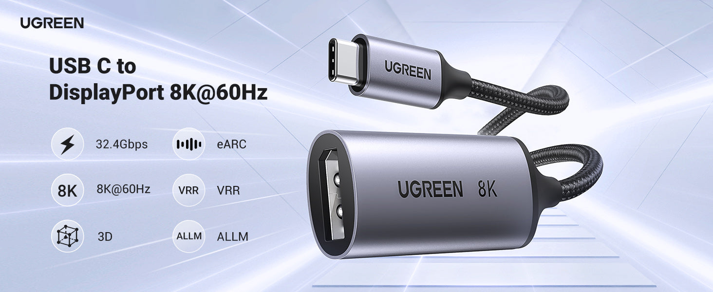 UGREEN 15575 8K@60Hz USB C to DisplayPort 1.4 Adapter
