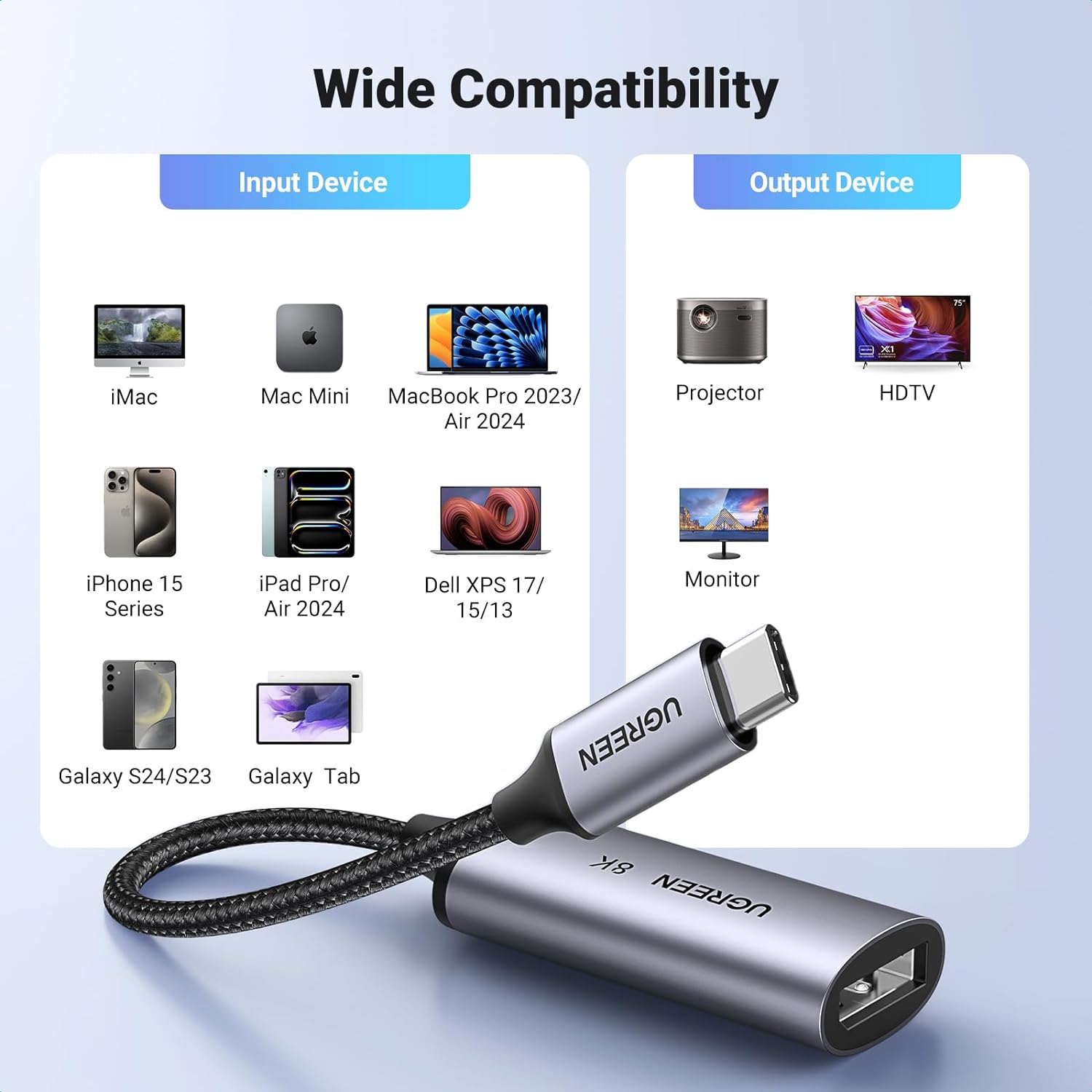 UGREEN 15575 8K@60Hz USB C to DisplayPort 1.4 Adapter