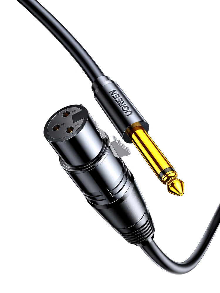 Cabo de Áudio AV UGREEN de 2 metros, 6,35 mm para XLR Fêmea (Preto) – AV131 – 20719