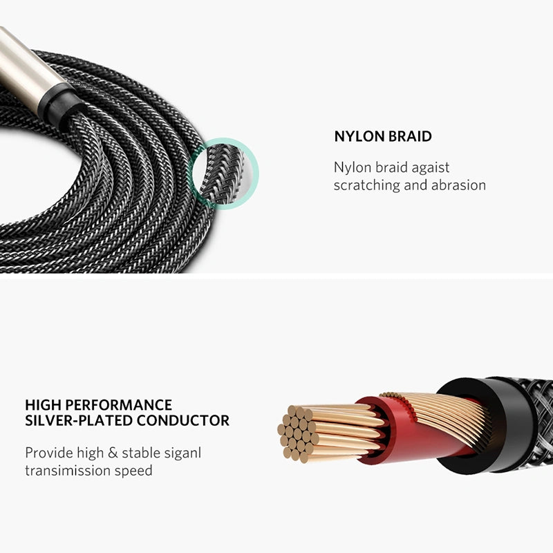 UGREEN 3 Meter 6.5mm Male to Male Audio Cable (Gray) – AV128 – 10639