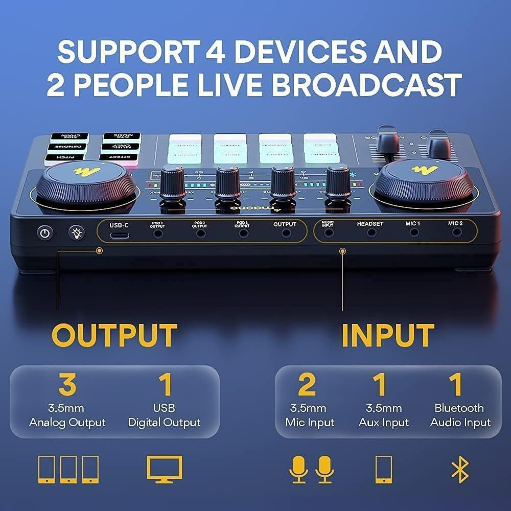 MAONO Audio Interface, MaonoCaster 10-Channel Podcast Mixer -AME2