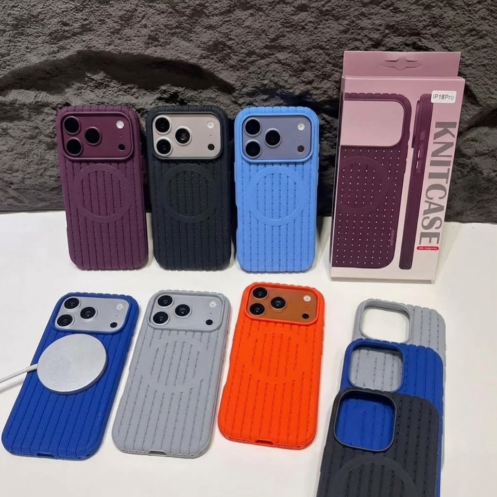 Capa Knitcase Royal Mesh MagSafe Respirável com Textura Trançada para iPhone 17/18 Pro Max