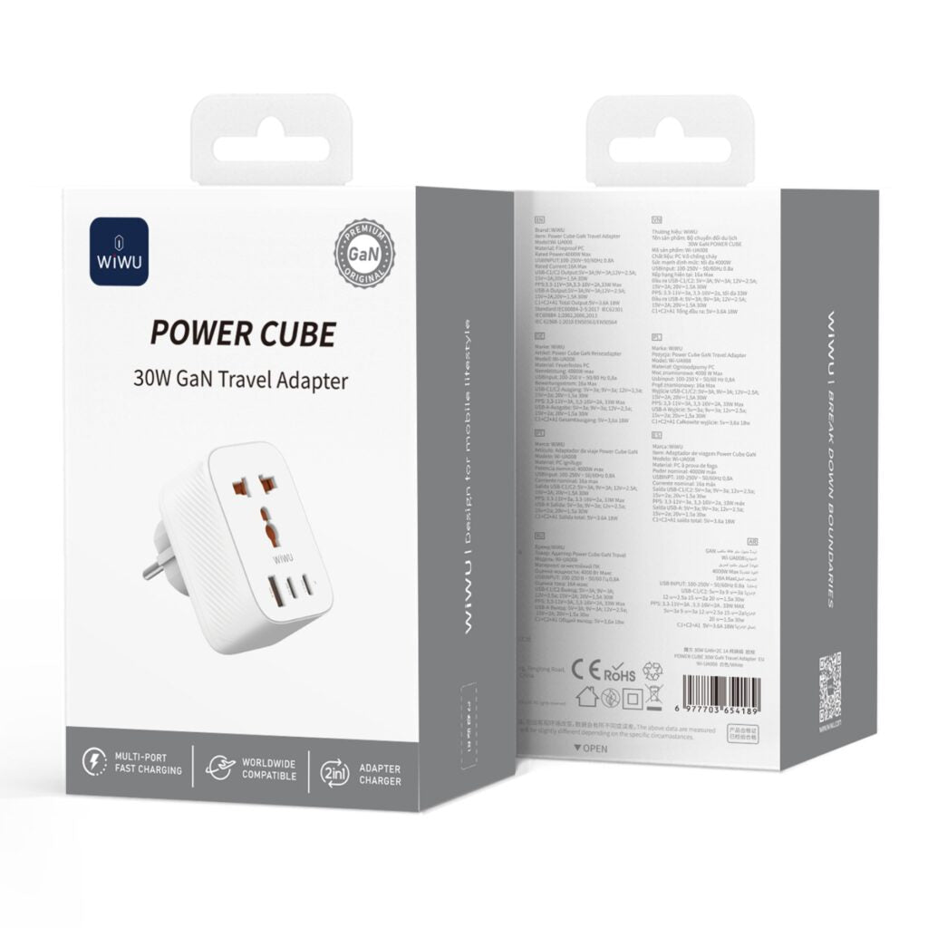 WI-UA008 Power Cube 30W GaN Travel Adapter