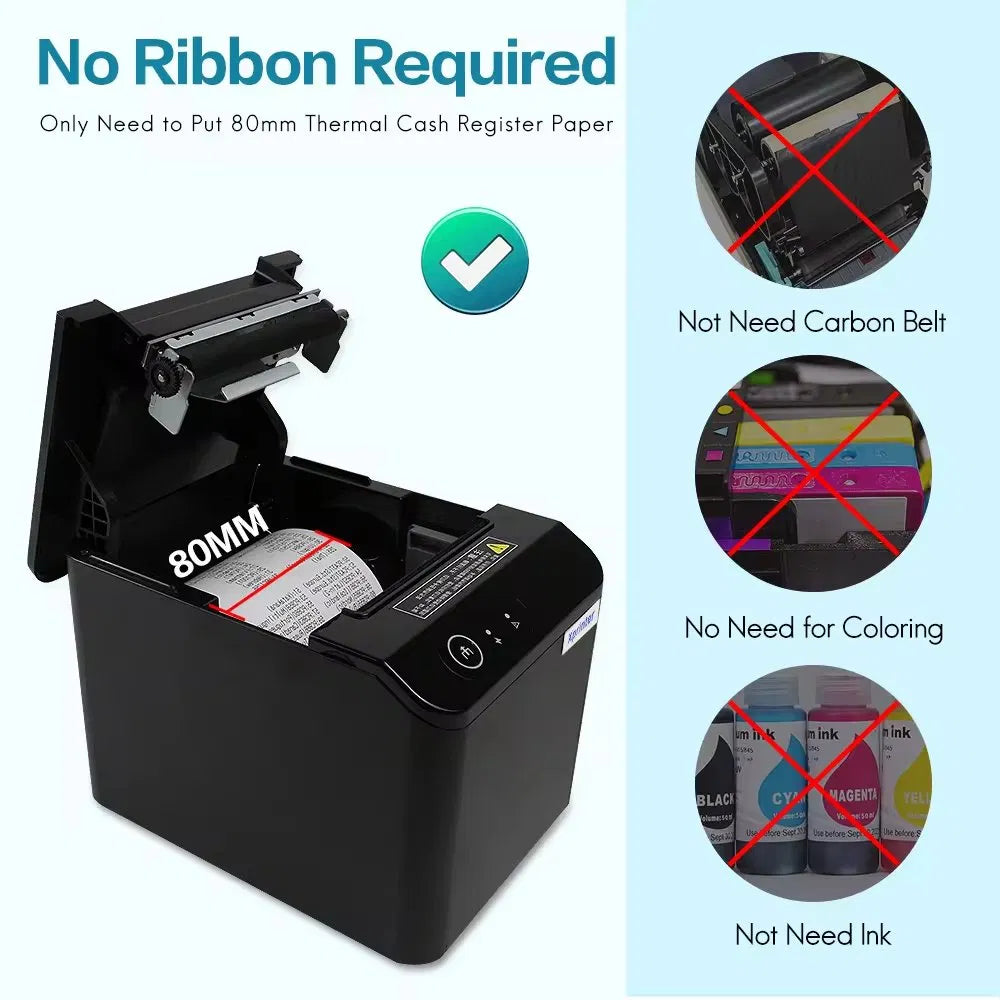 Xprinter XP-T80Q USB+LAN Receipt Printer 80mm