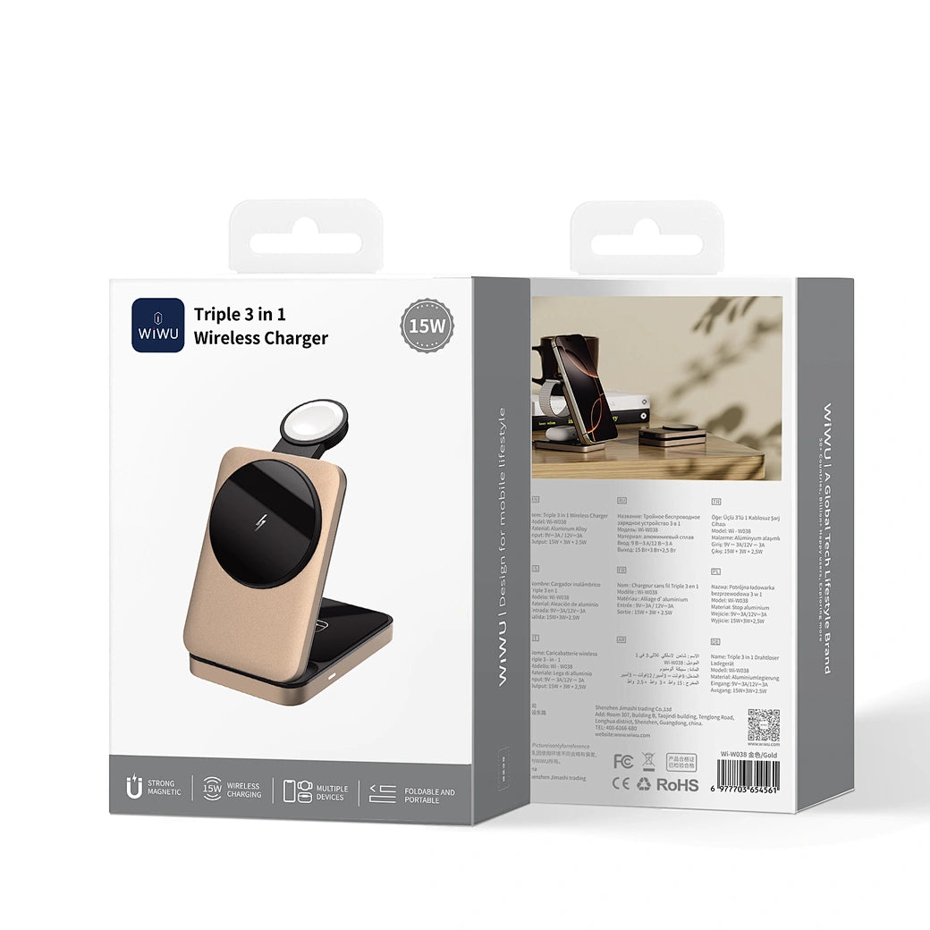 Carregador WiWU Wi-W038 Triple 3-in-1