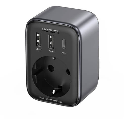 UGREEN CD314 adapter EU/US + 2xUSB-A, 1xUSB-C
