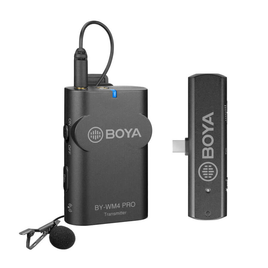 Boya BY-WM4 Pro-K5 Microfone de Lapela Sem Fio Para Dispositivos USB-C