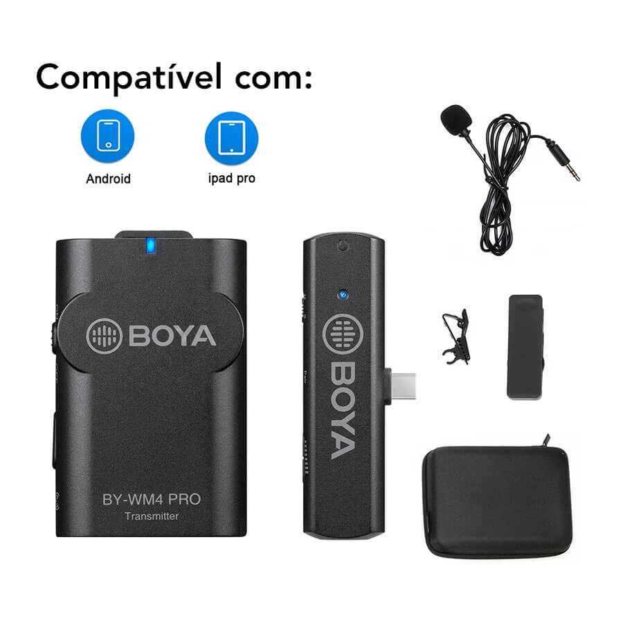 Boya BY-WM4 Pro-K5 Microfone de Lapela Sem Fio Para Dispositivos USB-C