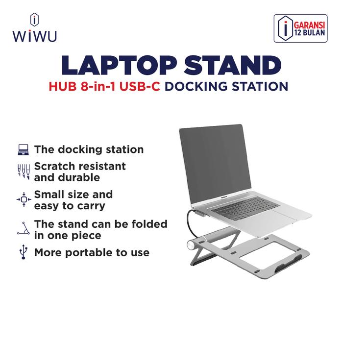 WiWU A821CH 2-in-1 Laptop Stand &amp; Hub
