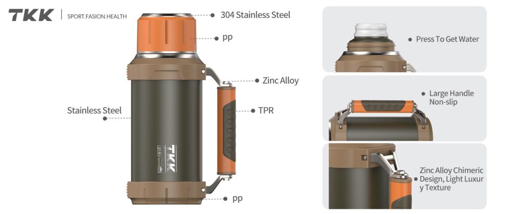 Garrafa Térmica- aço inoxidável 2L – TKK 2013
