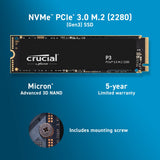 Crucial P3 500GB PCIe 3.0 3D NAND NVMe M.2 SSD