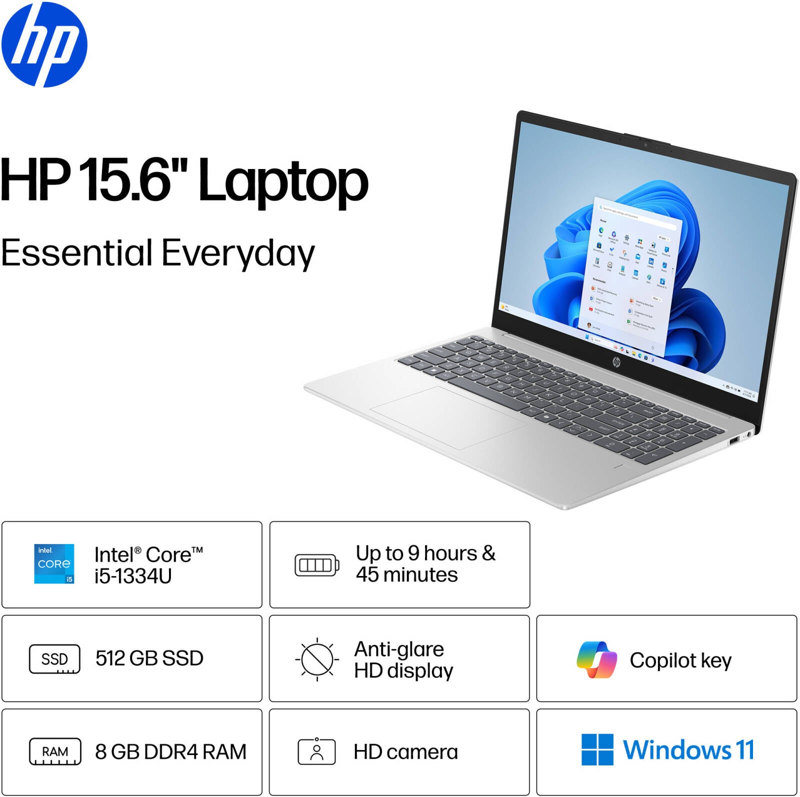 Notebook HP 15, i5 de 13ªGen,8GB RAM,512GB SSD