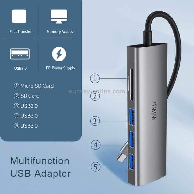 WiWU 5 em 1 USB C Hub Alpha 532ST