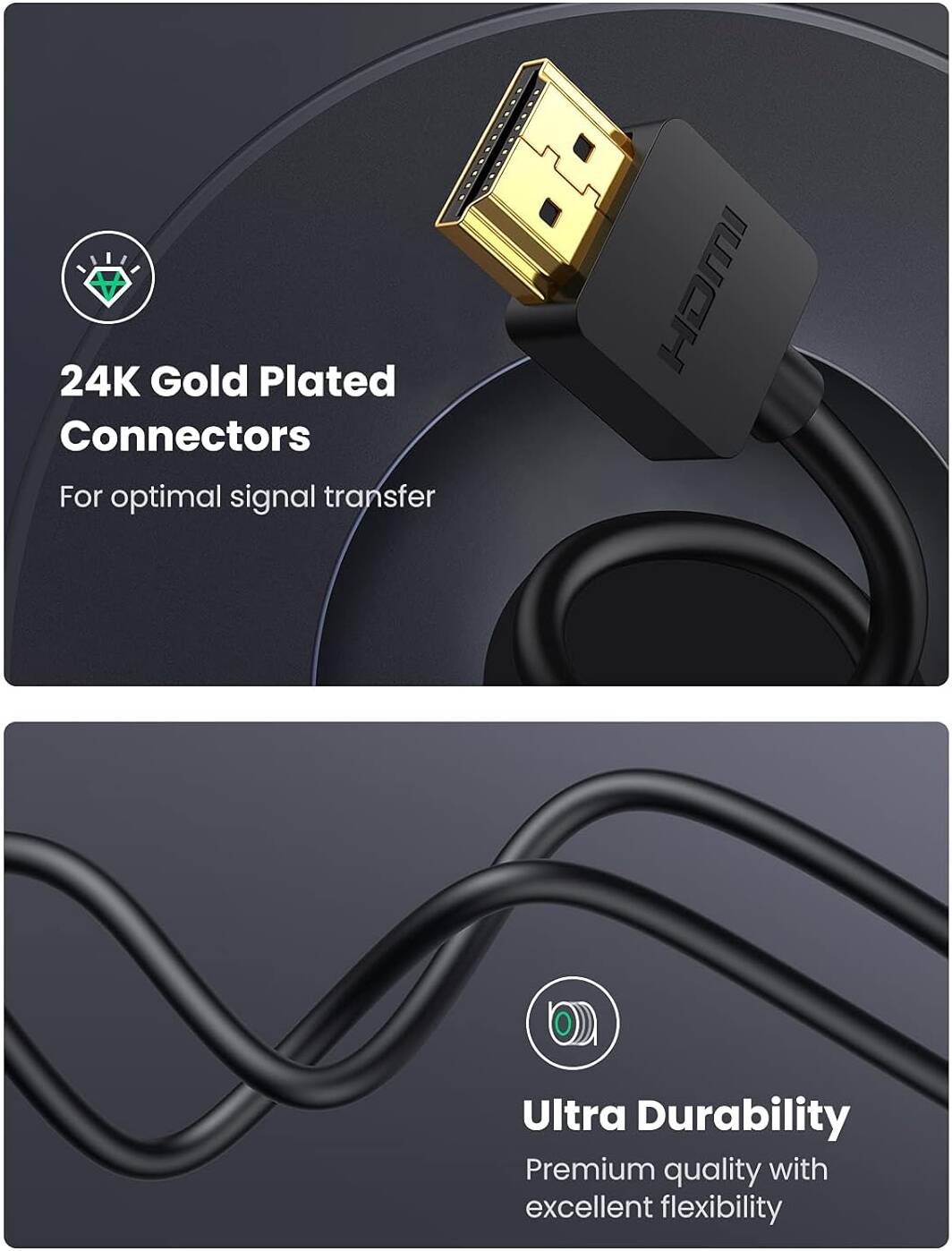 Ugreen HD127 micro HDMI - HDMI 2.0 4K 60Hz cable 1 m - black 30148