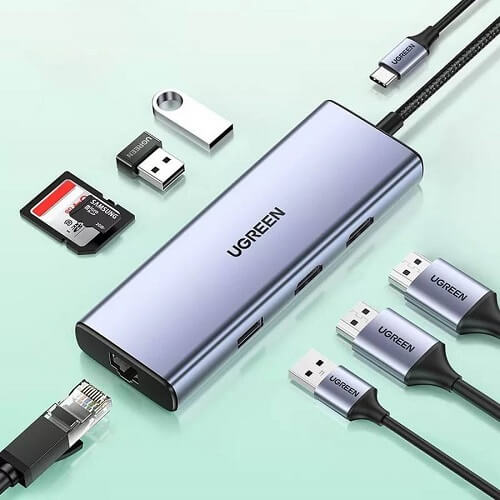 UGREEN USB C Hub Dual HDMI Adapter, 9-in-1 USB C