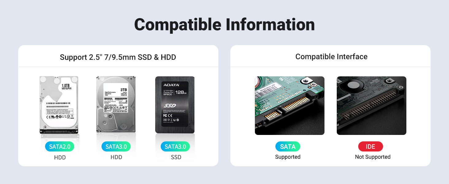 Adaptador UGREEN USB 3.0 para SATA III para gabinete de disco rígido de 2,5" 30848