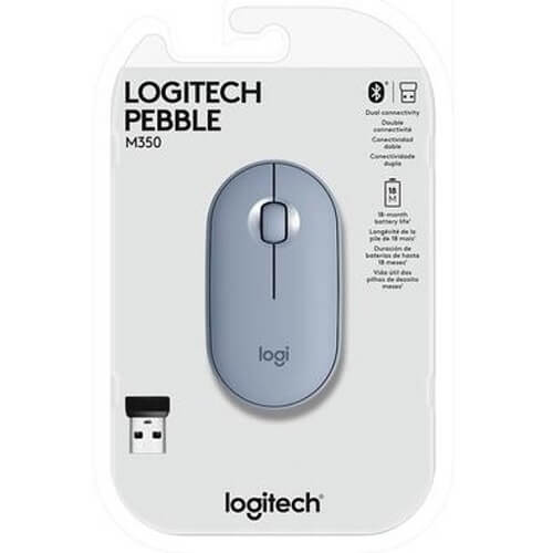 Mouse sem fio Logitech Pebble M350 com Conexão USB ou Bluetooth