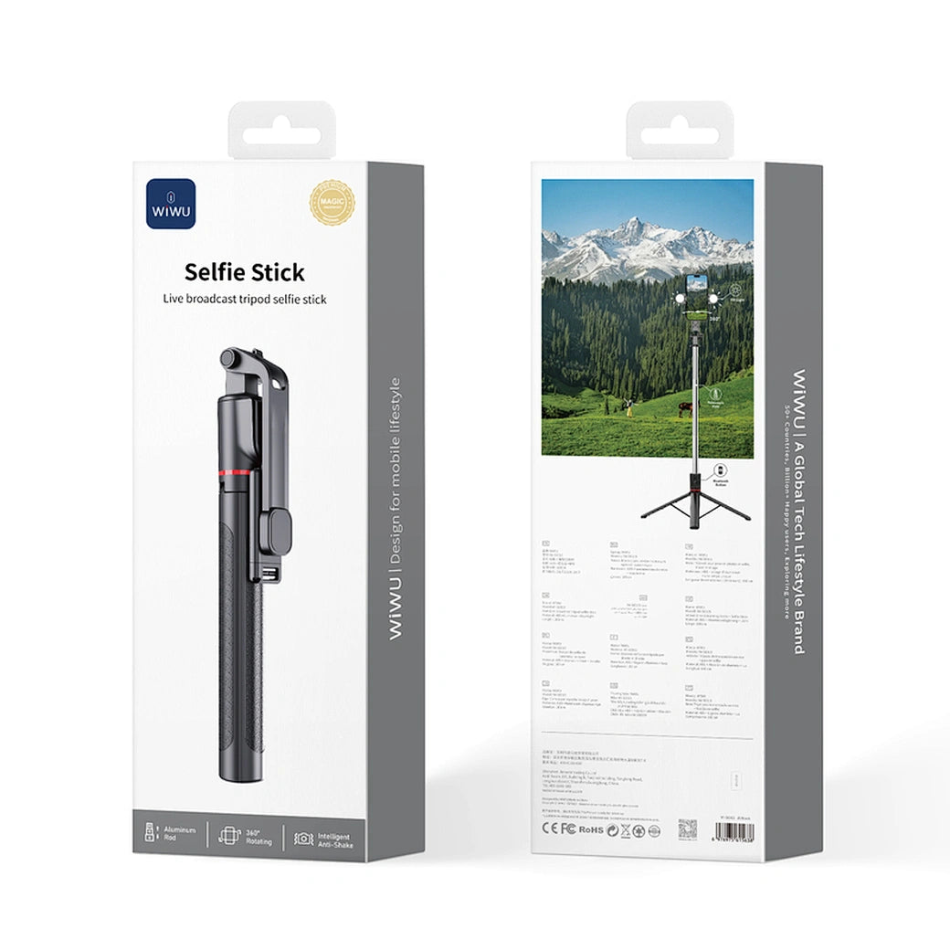 WiWU Wi-SE015 – Tripé Selfie Stick com Luz LED e Bluetooth