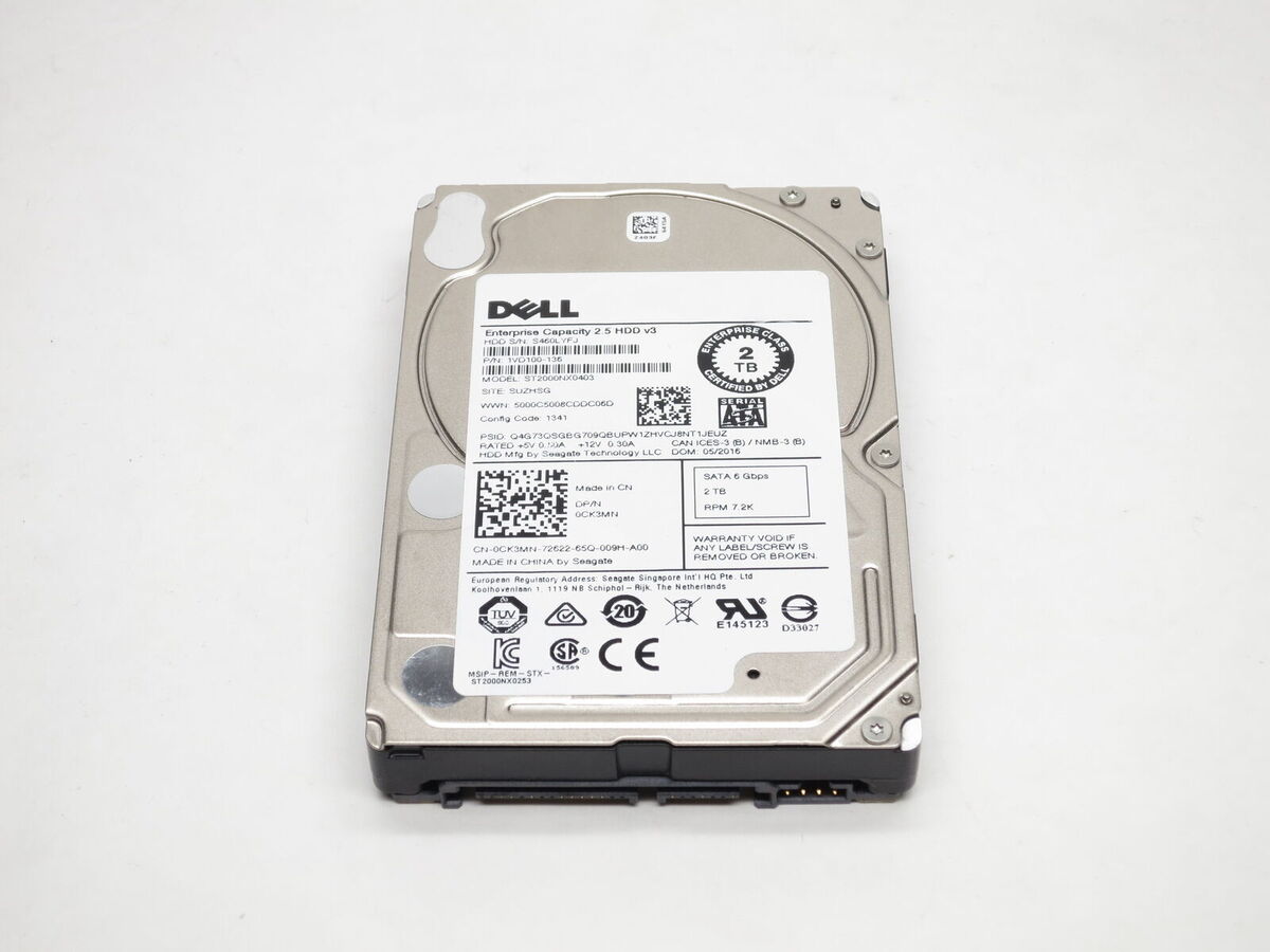 Dell 2TB 7.2K RPM SATA 512e 3.5polegadas Disco Rígido