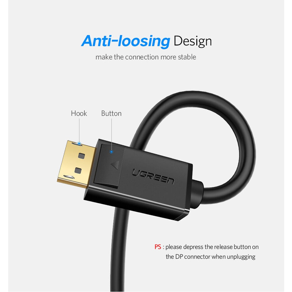 Ugreen Cabo 10244 Displayport Male to Male 1m