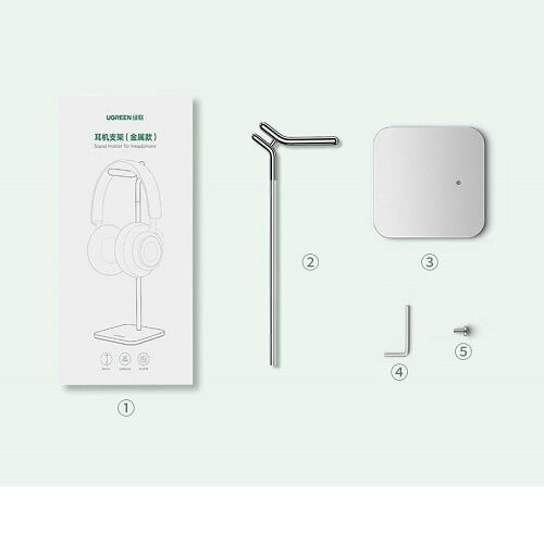 Ugreen prateado (LP143 80701) Suporte para fone de ouvido ajustável