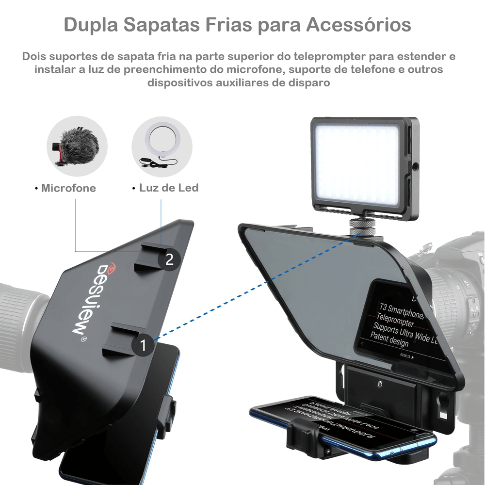 Desview T3 Teleprompter – Compacto, Profissional e Versátil