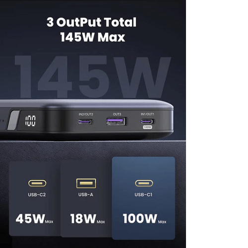 UGREEN 145W Power Bank 25000mAh Carregador portátil USB