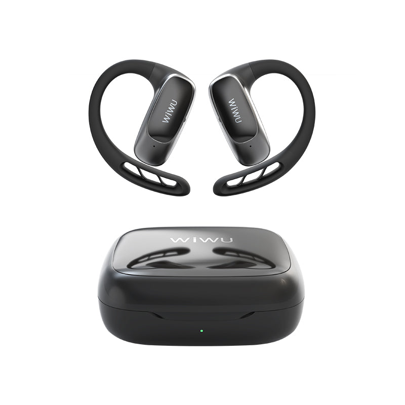 WiWU O600 earbuds and charging case in black