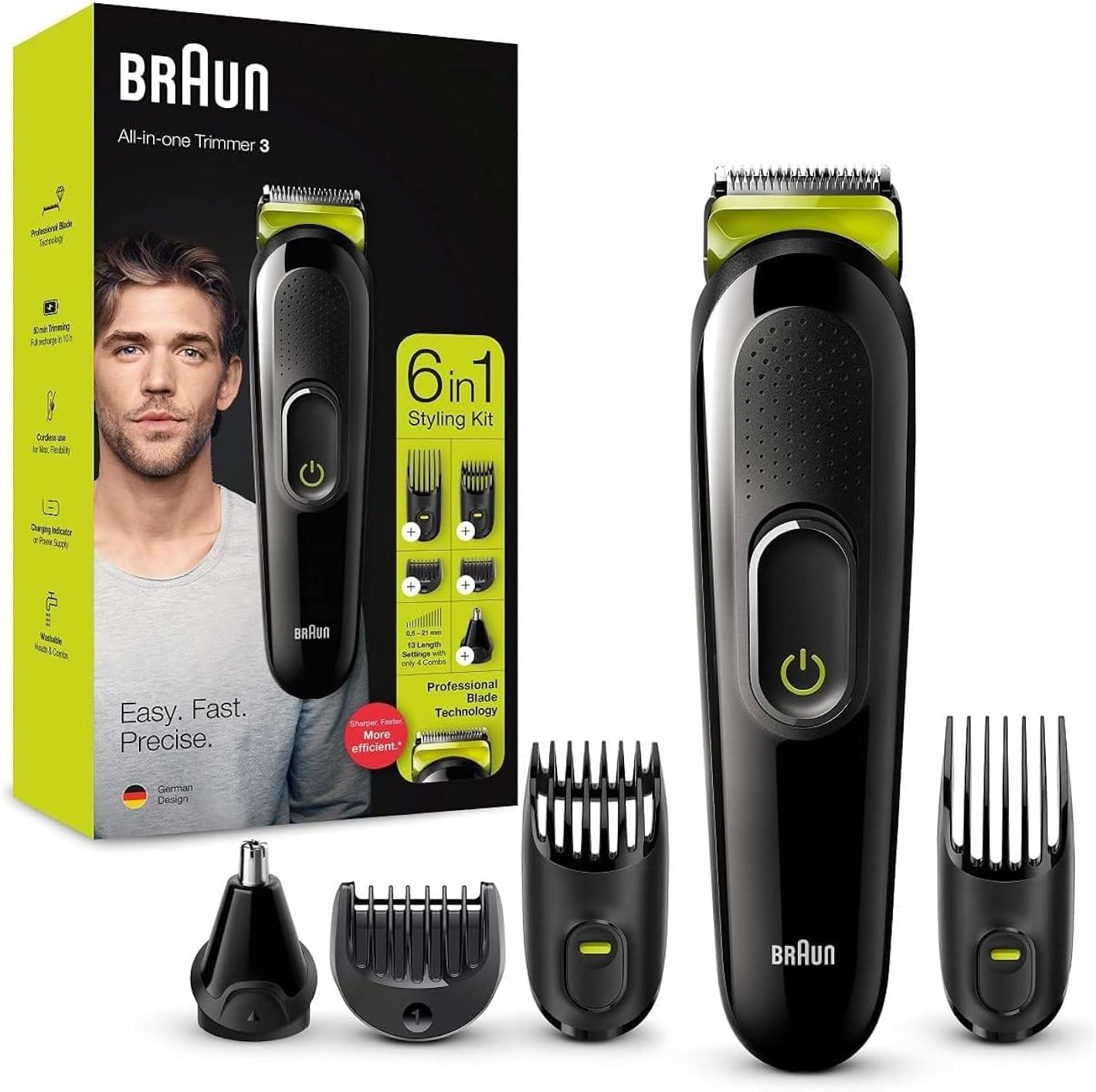 Braun MGK 3021 6 em 1 Aparador de Barba e Máquina de Cortar Cabelo