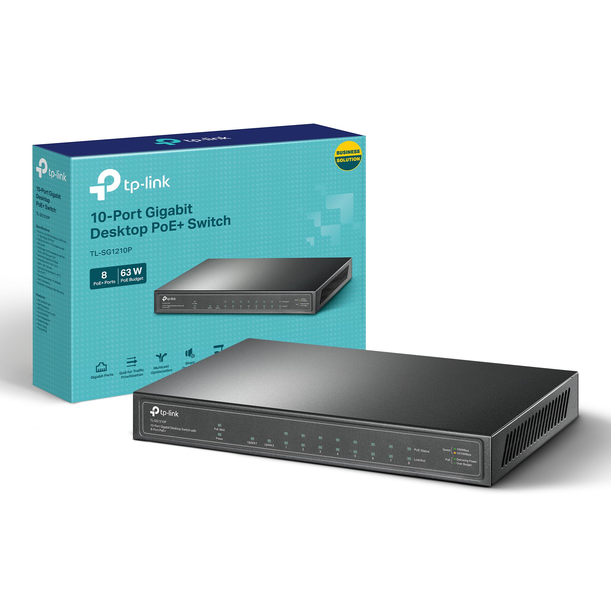 Switch de Mesa Gigabit de 10 Portas com 8 Portas PoE+TL-SG1210P