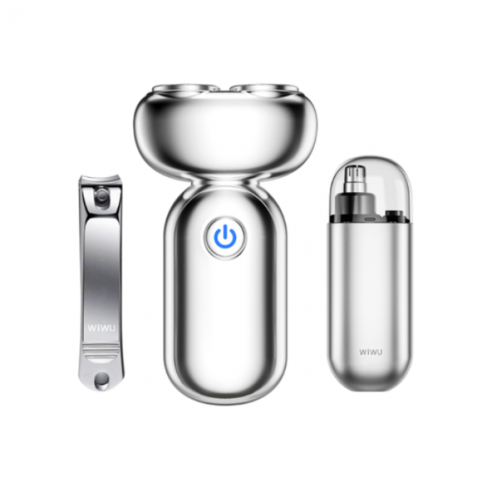 Electric Shaver WiWU Gentleman Shaver Set 3-in-1 Portable Powerfull - Silver (Wi-SH005)